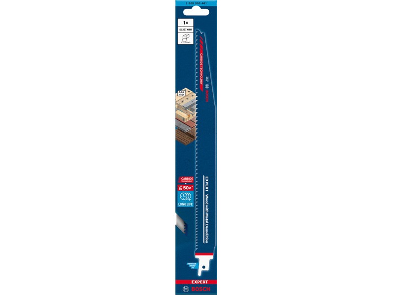 List Bosch za sabljasto žago EXPERT Wood with Metal Demolition S1267XHM, 300mm, 5-7TPI, za les, 2608900401